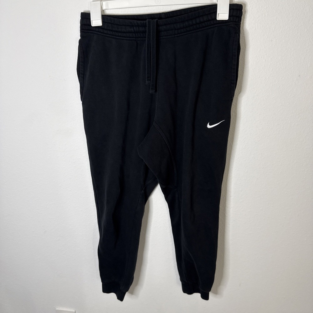 Nike Sweatpants Mens Large Black Jogger Cuffed Ankle Fleece Athletic Pants Logo